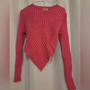 Stellah Coral Ribbed Crew Neck Sweater